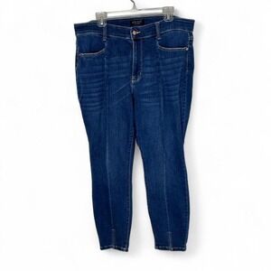 Judy Blue Women's Size 14W High Rise Skinny Stretch Blue Jeans Front Seam Slit